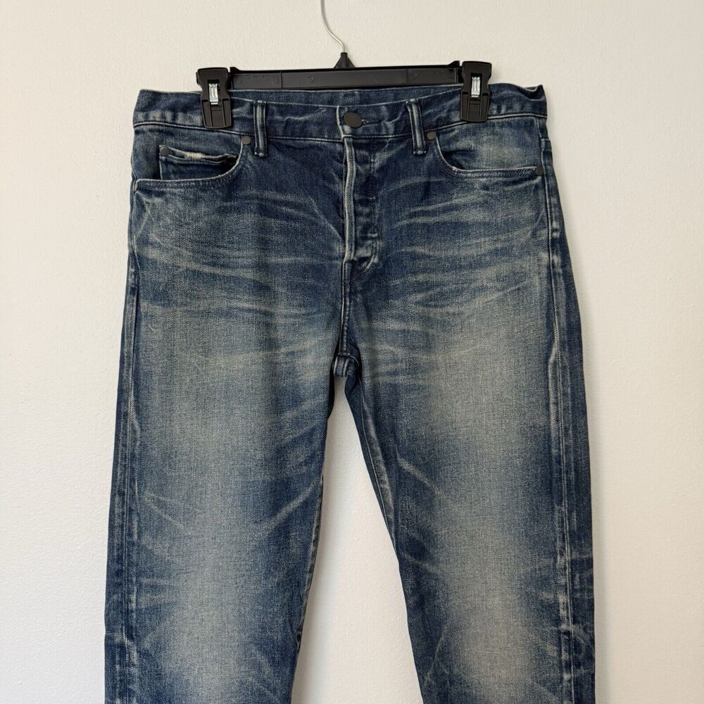 John Elliott Medium Wash Straight Jeans Button Fly Japan Size 31 Pockets - Picture 2 of 15